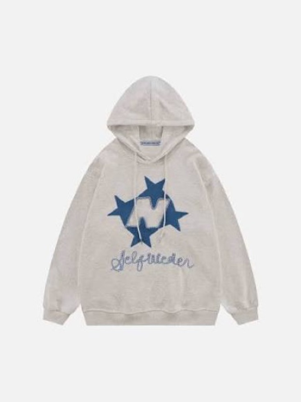 Unisex Cream/Heather Grey Aelfric Eden Hoodie with Blue Star Graphic